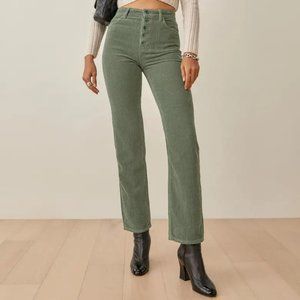 Reformation Cynthia Button Fly High Rise Corduroy Pants